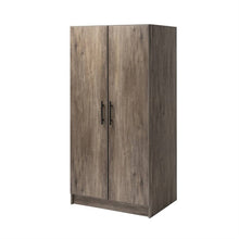 Load image into Gallery viewer, Bedroom Armoire Wardrobe Cabinet with Hanging Rail in Grey Brown Wood Finish