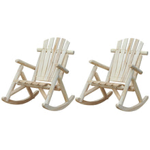Load image into Gallery viewer, FarmHouse Classical Fir Wood Rocking Adirondack Chair Natural - Set of 2
