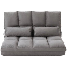 Load image into Gallery viewer, Dark Grey Polyester Suede Fabric Floor Sofa Bed Recliner with Adjustable Back