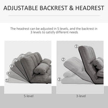 Load image into Gallery viewer, Dark Grey Polyester Suede Fabric Floor Sofa Bed Recliner with Adjustable Back