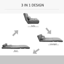 Load image into Gallery viewer, Dark Grey Polyester Suede Fabric Floor Sofa Bed Recliner with Adjustable Back