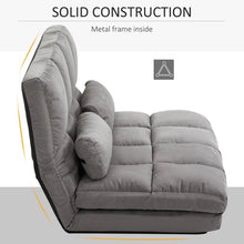 Load image into Gallery viewer, Dark Grey Polyester Suede Fabric Floor Sofa Bed Recliner with Adjustable Back