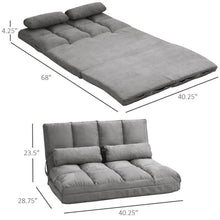 Load image into Gallery viewer, Dark Grey Polyester Suede Fabric Floor Sofa Bed Recliner with Adjustable Back