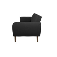 Load image into Gallery viewer, Dark Grey Linen Futon Sofa Bed with Modern Mid-Century Style Wooden Legs