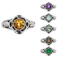 Load image into Gallery viewer, Boho Flower Design Natural Gemstone Ring Solid 925 Sterling Silver DGR1146 R-1395