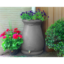 Load image into Gallery viewer, Grey Granite 65 Gallon Plastic Urn Rain Barrel with Planter Top