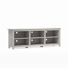Load image into Gallery viewer, Farmhouse Style TV Stand in Light Grey Oak Wood Finish - for TVs up to 70-inch
