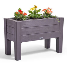 Load image into Gallery viewer, Espresso Rectangular Plastic Raised Garden Bed Planter Box with Removeable Trays