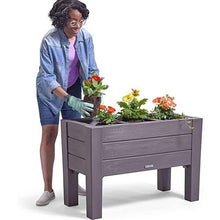 Load image into Gallery viewer, Espresso Rectangular Plastic Raised Garden Bed Planter Box with Removeable Trays
