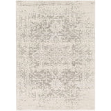 5' x 7' Distressed Oriental Area Rug in Light Grey / Beige