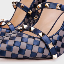 Load image into Gallery viewer, The Dosso Navy Blue Handwoven Pointy Toe Leather Women Sandal