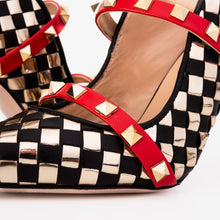 Load image into Gallery viewer, The Dosso Black Handwoven Leather Pointy Toe Women Sandal