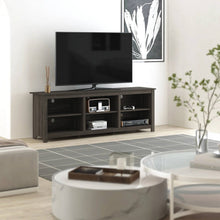 Load image into Gallery viewer, 70-inch Dark Brown Wood TV Stand Entertainment Center for TV up to 78-inch