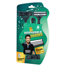 Load image into Gallery viewer, Mario Lopez 6 Disposable Razors - 3 Blade Shaving Surface Technology
