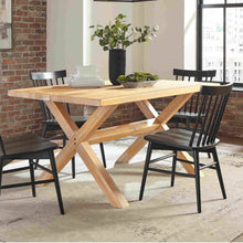 Load image into Gallery viewer, Modern Farmhouse Solid Pine Wood Dining Table in Distressed Driftwood Finish