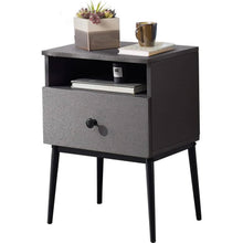 Load image into Gallery viewer, Mid Century Modern End Table Nightstand in Grey Black Wood Finish