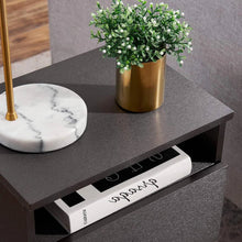Load image into Gallery viewer, Mid Century Modern End Table Nightstand in Grey Black Wood Finish