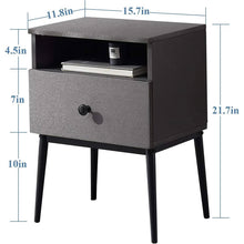 Load image into Gallery viewer, Mid Century Modern End Table Nightstand in Grey Black Wood Finish