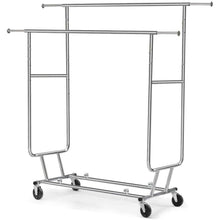 Load image into Gallery viewer, Heavy Duty Double Bar Clothes Hanging Garment Rack on Lockable Wheels