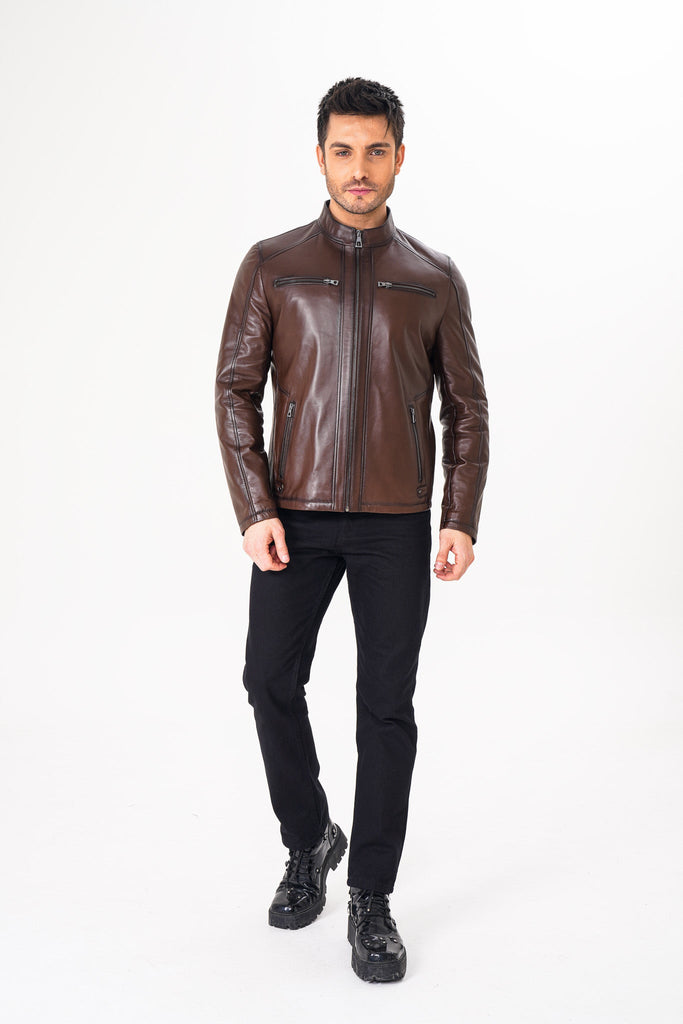 The Falcon Brown Smooth Leather Jacket