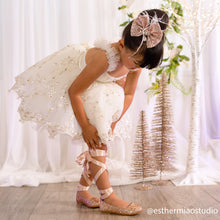 Load image into Gallery viewer, Rock Glitter Ballet Flats with Satin Ankle Strap
