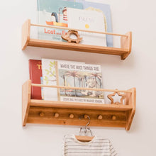 Load image into Gallery viewer, Nursery Wall Shelf with Hooks
