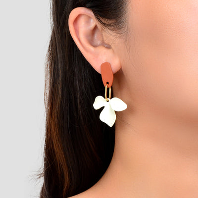 Designer Stylish Multicoloured Flower Dangle Stud Pierced Earrings Party Jewelry