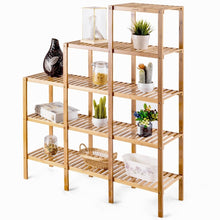 Load image into Gallery viewer, Bamboo Wood 5-Tier Versatile Bookcase Plant Stand Storage Rack