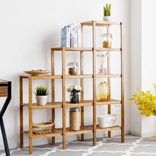 Load image into Gallery viewer, Bamboo Wood 5-Tier Versatile Bookcase Plant Stand Storage Rack