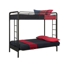 Load image into Gallery viewer, Twin over Full Futon Bunk Bed Sleeper Sofa in Black Metal