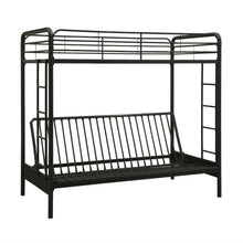 Load image into Gallery viewer, Twin over Full Futon Bunk Bed Sleeper Sofa in Black Metal