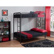 Load image into Gallery viewer, Twin over Full Futon Bunk Bed Sleeper Sofa in Black Metal