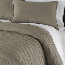 Load image into Gallery viewer, King/Cal King Modern Brick Stitch Microfiber Reversible 3 Piece Comforter Set in Taupe