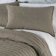 Load image into Gallery viewer, King/Cal King Modern Brick Stitch Microfiber Reversible 3 Piece Comforter Set in Taupe