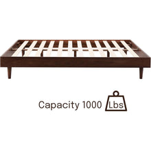 Load image into Gallery viewer, King size Mid-Century Modern Platform Bed Frame in Dark Brown Wood Finish