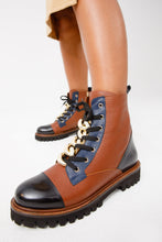 Load image into Gallery viewer, The Belgrad Brown  Leather Lace-Up Ankle Women Boot With a Side Zipper Final Sale!