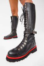Load image into Gallery viewer, The Istinye Black Leather Knee High Lace-Up Women Boot Limited Edition