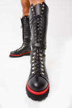 Load image into Gallery viewer, The Istinye Black Leather Knee High Lace-Up Women Boot Limited Edition