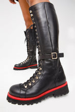 Load image into Gallery viewer, The Istinye Black Leather Knee High Lace-Up Women Boot Limited Edition