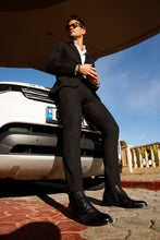 Load image into Gallery viewer, The Anderson Black Leather &amp; Suede Brogue Lace-Up Men  Boot with a Zipper