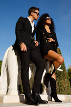 Load image into Gallery viewer, The Anderson Black Leather &amp; Suede Brogue Lace-Up Men  Boot with a Zipper