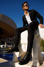 Load image into Gallery viewer, The Anderson Black Leather &amp; Suede Brogue Lace-Up Men  Boot with a Zipper