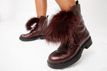 Load image into Gallery viewer, The Kajapati Burgundy Leather Natural Fur Mid Calf Women Boot