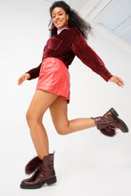 Load image into Gallery viewer, The Kajapati Burgundy Leather Natural Fur Mid Calf Women Boot