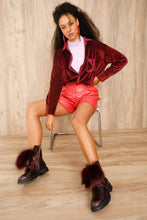 Load image into Gallery viewer, The Kajapati Burgundy Leather Natural Fur Mid Calf Women Boot