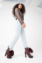 Load image into Gallery viewer, The Melo Burgundy Leather Natural Mid Calf Platform Heel Women Boot