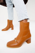 Load image into Gallery viewer, The Bukres Tan Leather Block Heel Mid Calf Women Boot