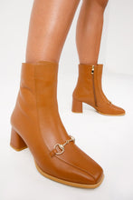 Load image into Gallery viewer, The Bukres Tan Leather Block Heel Mid Calf Women Boot
