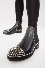 Load image into Gallery viewer, The Vuvulane Black Spike Leather Ankle Women Boot