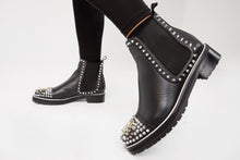 Load image into Gallery viewer, The Vuvulane Black Spike Leather Ankle Women Boot